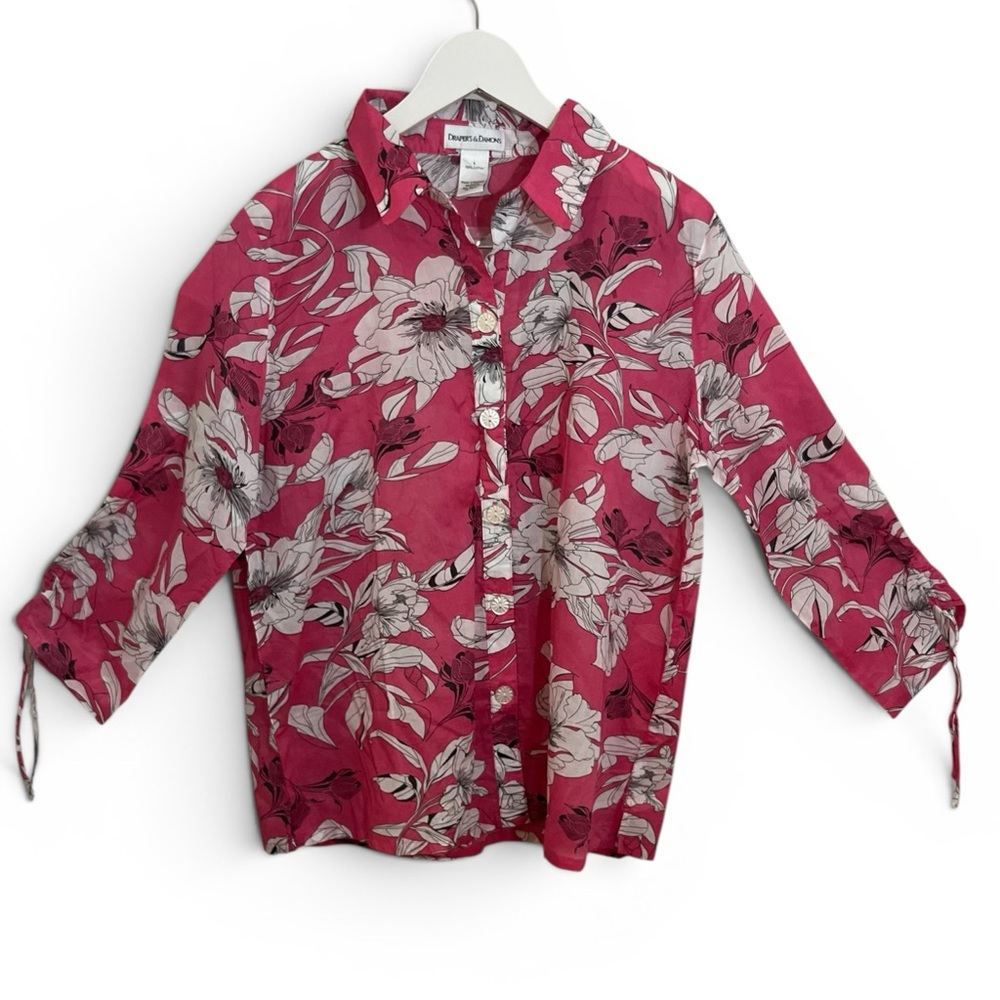Renuar Pink Floral Button-Front Blouse